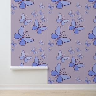 Vlinder Flutter in Blauw, Lavendel Behang