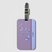 Vlinder Flutter in Blauw - Naam & Initiaal Bagagelabel (Voorkant (verticaal))