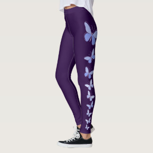 Vlinder Flutter in Blauw - Solid Deep Violet Leggings