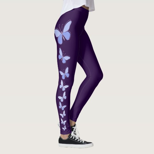 Vlinder Flutter in Blauw - Solid Deep Violet Leggings (Rechts)