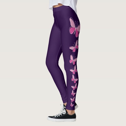 Vlinder Flutter in Roze - Solid Deep Violet Leggings (Links)