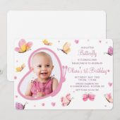 Vlinder Foto Lijst Verjaardagsfeest Kaart (Voorkant / Achterkant)