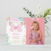 Vlinder foto uitnodiging (Staand voorkant)