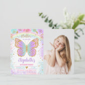 Vlinder foto uitnodiging (Staand voorkant)