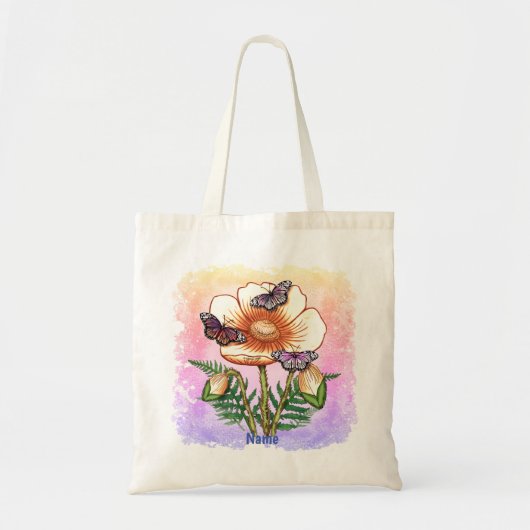 Vlinder gele Klaproos  Tote Bag (Voorkant)