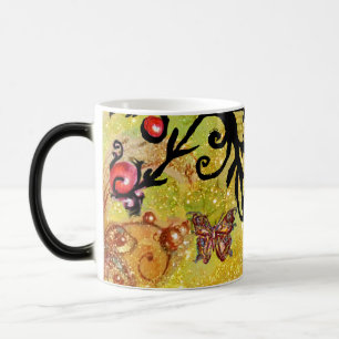 VLINDER GELE SPROKKELS, ZWARTE FLORALE MONOGRAM, MAGISCHE MOK