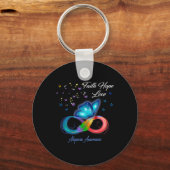 Vlinder Geloof Hoop Liefde Alopecia Bewustzijn 1 Sleutelhanger (Achterkant)