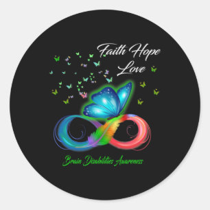 Vlinder Geloof Hoop Liefde Brein Disabilities Awar Ronde Sticker