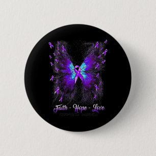 Vlinder Geloof Hoop Liefde Fibromyalgie Bewustzijn Ronde Button 5,7 Cm