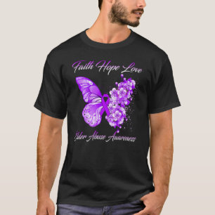 Vlinder Geloof Hoop Liefde Ouderenmishandeling Bew T-shirt