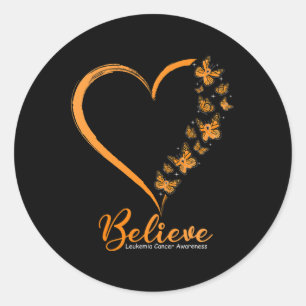 Vlinder Gelooft Leukemie Bewustzijn Oranje Lint Ronde Sticker