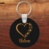 Vlinder Gelooft Leukemie Bewustzijn Oranje Lint Sleutelhanger (Voorkant)