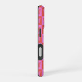 Vlinder Geruit Patroon in Roze en Rood iPhone 16 Hoesje (Rechterkant)