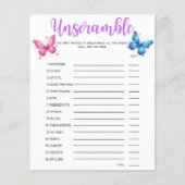 vlinder Geslacht Onthullen Party Baby Unscramble (Voorkant)