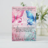 Vlinder Geslacht Onthulling Feest Uitnodiging (Staand voorkant)