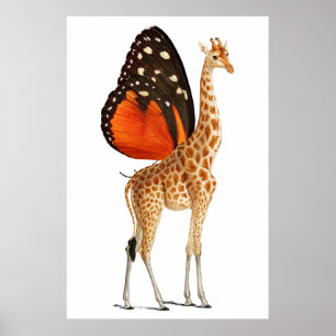 Vlinder gevleugelde giraffe poster
