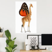 Vlinder gevleugelde giraffe poster (Thuiskantoor)