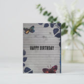 Vlinder gevoerd papier collage verjaardag briefkaart (Staand voorkant)