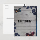 Vlinder gevoerd papier collage verjaardag briefkaart (Voorkant / Achterkant)