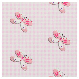  Vlinder Gingham Plaid Roze Wit Stof