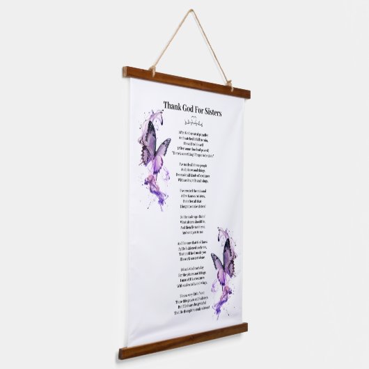  vlinder Goddank voor zusters gedicht Hangend Wandkleed (Gebogen)