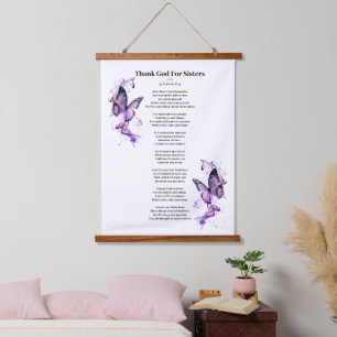 vlinder Goddank voor zusters gedicht Hangend Wandkleed