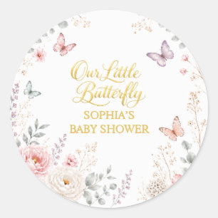 Vlinder Goud Baby Shower Ronde Sticker