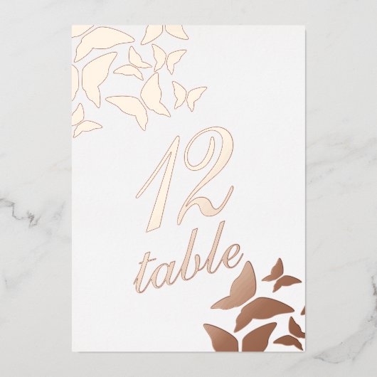 Vlinder Goud Geperste Folie Tafel Nummer Uitnodiging (Voorkant)