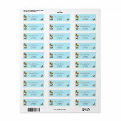 Vlinder goud turquoise retouradreslabel etiket (Full Sheet)