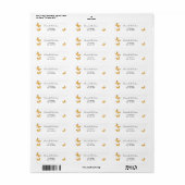 Vlinder goud wit retouradreslabel etiket (Full Sheet)