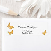 Vlinder goud witte retouradreslabel etiket (Insitu)