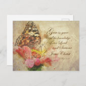 Vlinder Groei in Genade KJV Schrift Feestdagenkaart (Voorkant / Achterkant)