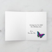 Vlinder & Groen Gestreepte Verjaardag Kaart (Binnen)