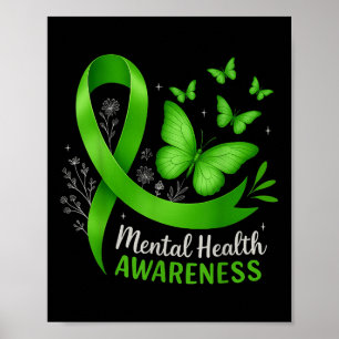 Vlinder groene lint vrouw mentale gezondheid bewus poster