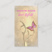 Vlinder haarstyliste schaar logo visitekaartje (Voorkant)