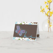 Vlinder hallo Notecard Kaart (Gele Bloem)