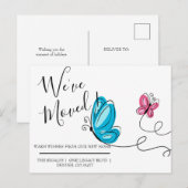 Vlinder handgetekend We've Moved Briefkaart (Voorkant / Achterkant)