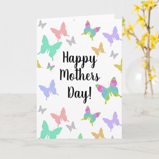 Vlinder Happy Moederdag  Schattigee moeder Kaart (Gele Bloem)