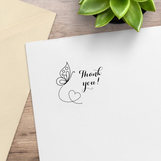 Vlinder hart dank u 1x1 rubberstempel