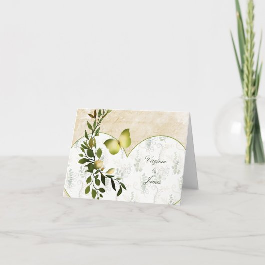 Vlinder, Hart en Bladzijde Bedankkaart (Voorkant)