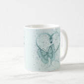 vlinder, hart en verf, Blauwgroen Koffiemok (Voorkant rechts)