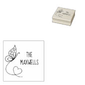 Vlinder hart familienaam rubberstempel (Gestempeld)