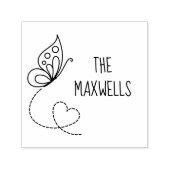 Vlinder hart familienaam zelfinktende stempel (Design)