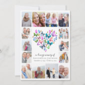 Vlinder hart foto collage begrafenis sympathie bedankkaart (Voorkant)