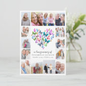 Vlinder hart foto collage begrafenis sympathie bedankkaart (Staand voorkant)