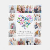 Vlinder hart in liefdevolle geheugen foto collage fleece deken (Voorkant)