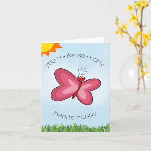 Vlinder Hart Kaart (Gele Bloem)