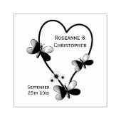 vlinder hart ontwerp bruiloft rubberstempel (Afrduk)