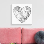 Vlinder hart patroon 6 canvas afdruk (Insitu (Woonkamer))