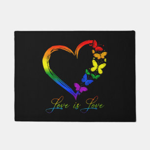 Vlinder hart regenboog liefde is liefde holebi gay deurmat